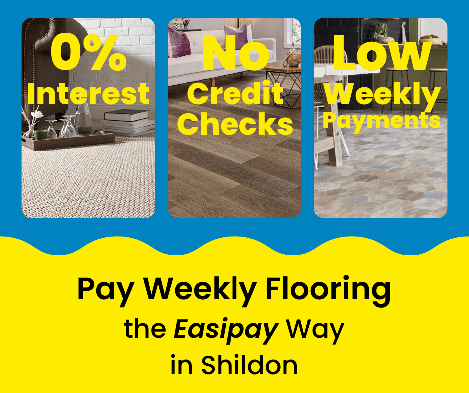 Pay Weekly Flooring in Shildon, UK. 0% Interest on Carpets, Vinyl Flooring and Laminate Flooring. Low Weekly Payments and No Credit Checks!