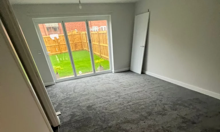Dining room with freshly laid carpet