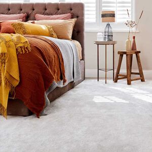 Carpet Paid Weekly - Light Grey soft bedroom carpet with earthy furniture tones